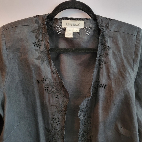 Vintage Lino USA Open Linen Blazer / Jacket Size L - Picture 3 of 6